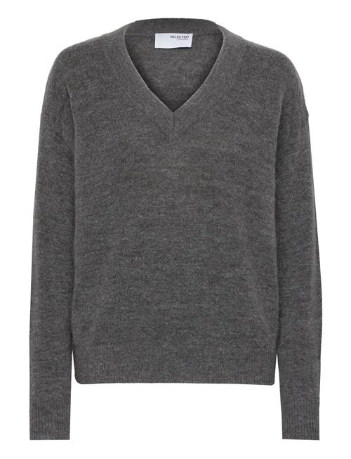 Selected Femme Slfmaline Ls Knit V-Neck Noos Selected Femme Grey