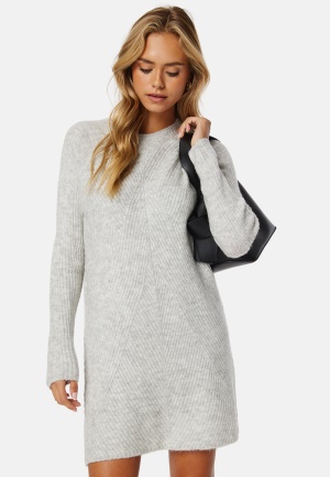 Se ONLY Carol L/S Dress Knit Light Grey Melange XL ved Bubbleroom