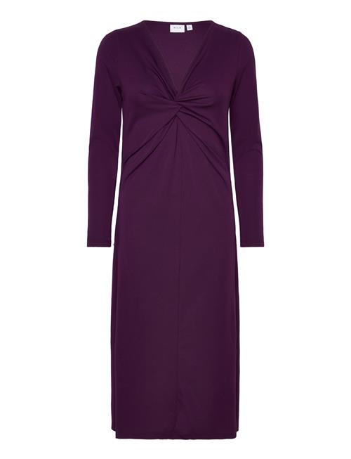 Vila Vinayo Knot L/S Mid Calf Dress Vila Purple