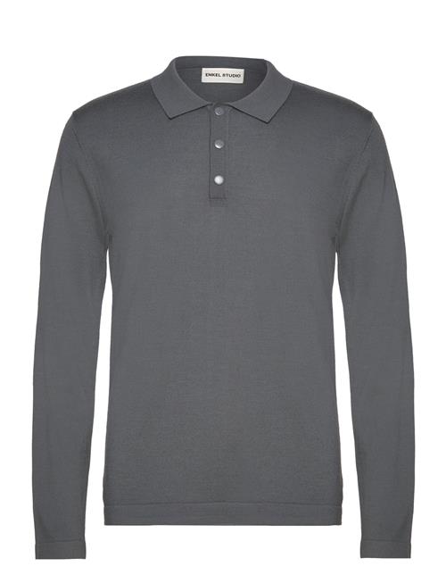 Enkel Studio Esquince - Ls Polo Wool Buttons M Enkel Studio Grey