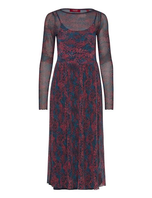 Esprit Casual Patterned And Pleated Mesh Dress Esprit Casual Blue