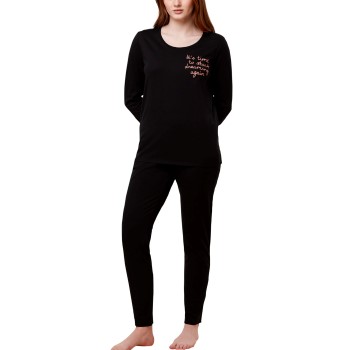 Triumph PK 03 Long Sleeve Pyjama Set Sort bomuld 38 Dame