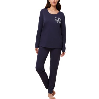 Triumph PK 03 Long Sleeve Pyjama Set Marineblå bomuld 42 Dame