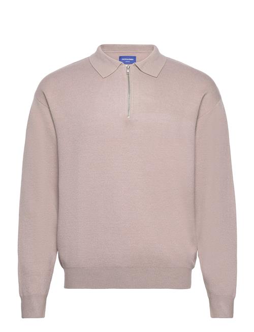 Se Jack & Jones Jorray Knit Ls Polo Jack & J S Beige ved Booztlet