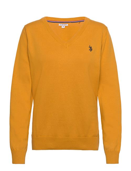 Se U.S. Polo Assn. Uspa V-Neck Knit Berit Women U.S. Polo Assn. Yellow ved Booztlet