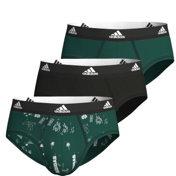 adidas 3P Active Flex Cotton Brief Sort/Grøn bomuld Medium Herre