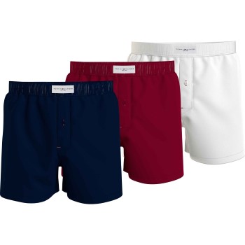 Tommy Hilfiger 3P Woven Boxers Marine/Rød bomuld Large Herre