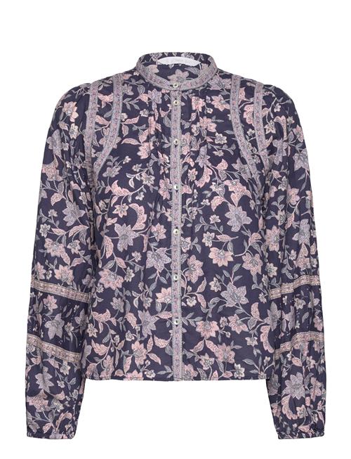 Floral-Print Cotton Blouse Mango Blue