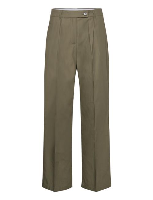 Mango Wideleg Pleated Trousers Mango Green