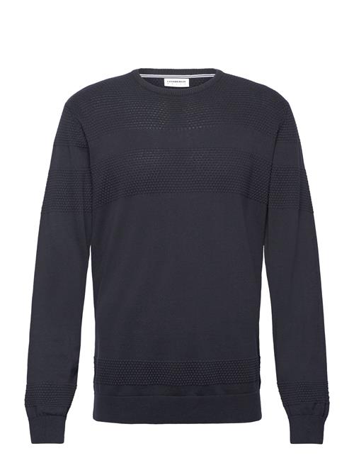 Lindbergh O-Neck Sailor Structure Knit Lindbergh Navy