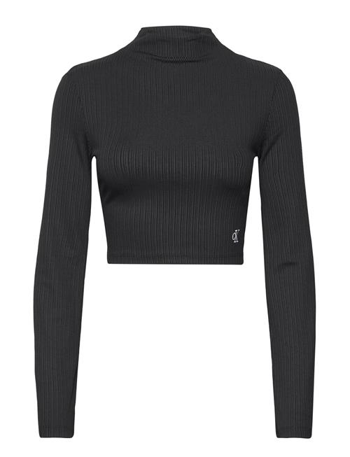 Calvin Klein Jeans Shiny Rib High Neck Long Sleeve Calvin Klein Jeans Black