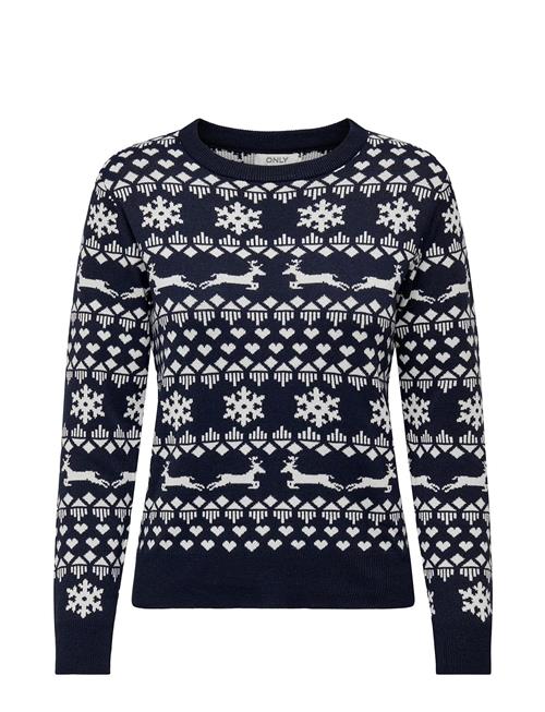 Se ONLY Onlxmas Snowflake Ls O-Neck Knt ONLY Navy ved Booztlet