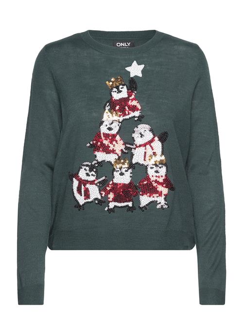 Se ONLY Onlxmas Penguin Tree Ls O-Neck Ex Knt ONLY Green ved Booztlet