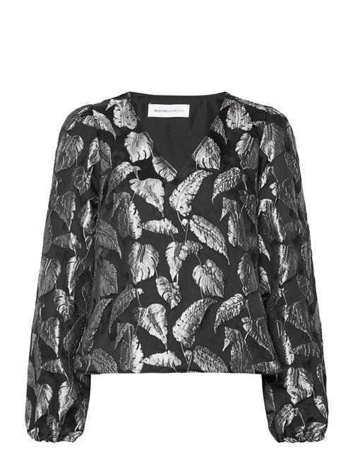 Selected Femme Slfpaula Silver Leaf Ls Top B Selected Femme Black