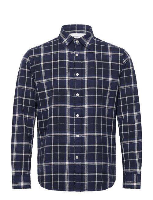 Se Selected Homme Slhregowen-Twisted Check Ls Shirt W Selected Homme Navy ved Booztlet