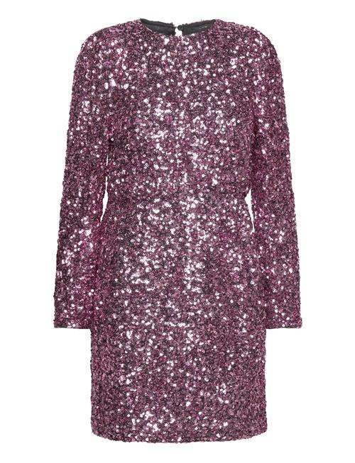 Se Slfcolyn Ls Short Sequins Dress B Selected Femme Pink ved Booztlet