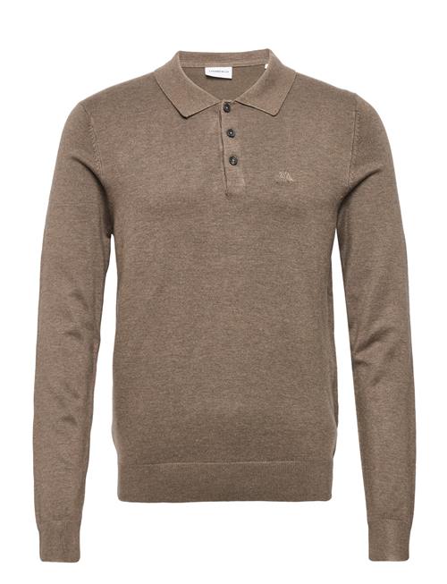 Se Lindbergh Long Sleeve Knitted Poloshirt Lindbergh Brown ved Booztlet