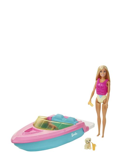 Doll And Boat With Puppy And Accessories, Floats In Water, For 3 To 7 Year Olds Barbie Patterned
