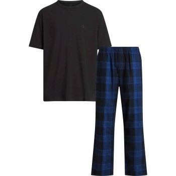 Calvin Klein Pure Flannel Short Sleeve Pyjamas Sort/Blå bomuld Small Dame