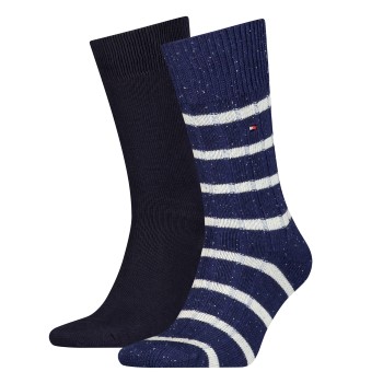 Tommy Hilfiger Legwear Tommy Hilfiger Strømper 2P Men Neppy Stripe Sock Sort/Blå Str 43/46 Herre