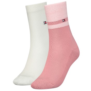 Tommy Hilfiger Legwear Tommy Hilfiger Strømper 2P Women Gifting Boucle Stripe Sock Hvid/Rosa Str 35/38 Dame