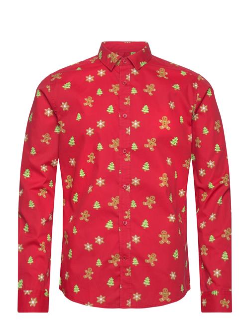 ONLY & SONS Onsalf Xmas Cookie Aop Slim Poplin Shirt ONLY & SONS Red