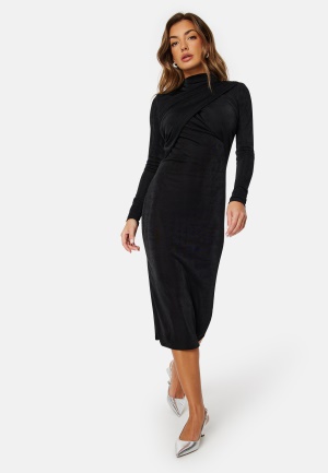 Se VILA Verona Funnel Neck Mid Dress Black L ved Bubbleroom