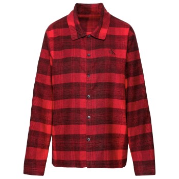 Calvin Klein Long Sleeve Buttom Down Flannel Sort/Rød bomuld Medium Dame