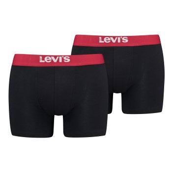 Levis 2P Men Solid Basic Boxer Brief Sort/Rød bomuld Large Herre