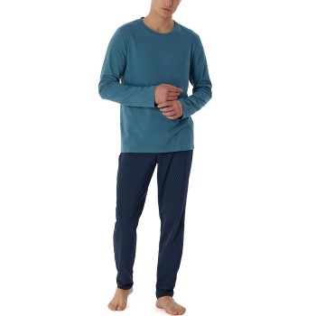 Se Schiesser Casual Essentials Pyjamas Marine/Blå bomuld 56 Herre ved Timarco