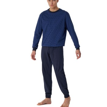 Se Schiesser Comfort Essentials Long Pyjamas Marineblå bomuld 50 Herre ved Timarco