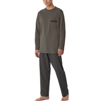 Se Schiesser Comfort Nightwear Long Pyjamas Brun Mønster bomuld 56 Herre ved Timarco