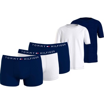 Tommy Hilfiger 5P Trunk And Tee Giftbox Hvid/Marine bomuld Small Herre