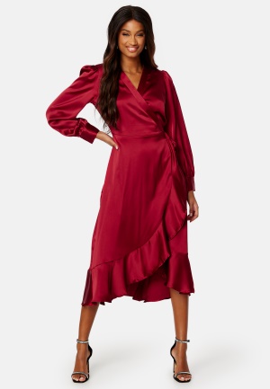 Object Collectors Item Objsateen Wrap Dress Red Dahlia 36