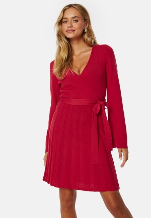 BUBBLEROOM Quinn Wrap Dress Red XS