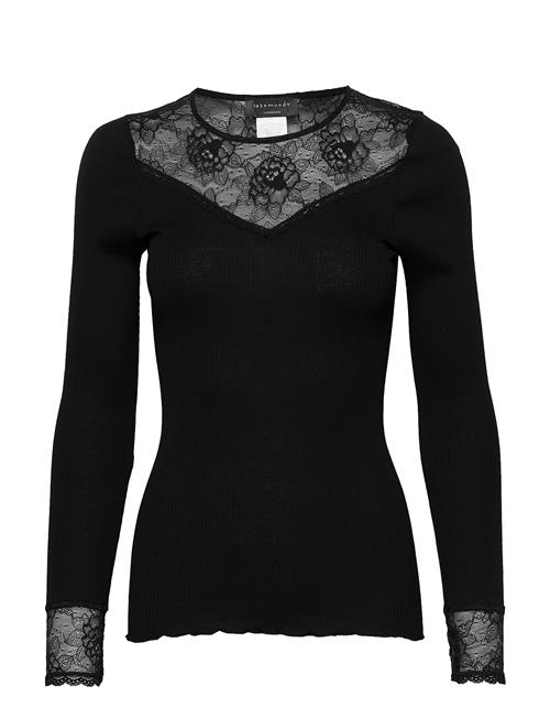 Se Rosemunde Silk T-Shirt Regular Ls W/Lace Rosemunde Black ved Booztlet