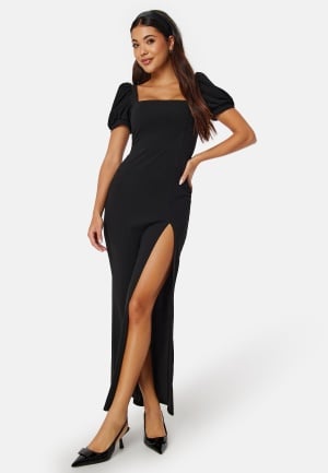 Se John Zack Puff Sleeve Maxi Dress With Split Black S (UK10) ved Bubbleroom