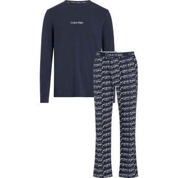 Se Calvin Klein Modern Structure Sleep Pant Set Marine mønster Small Dame ved Timarco