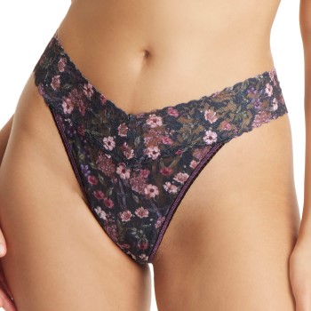 Hanky Panky Trusser Printed Original Rise Thong Sort blomstret nylon One Size Dame