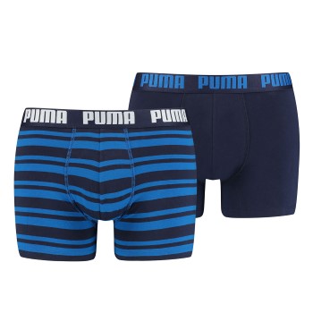 Puma 2P Heritage Stripe Boxer Marine Stribet bomuld Large Herre