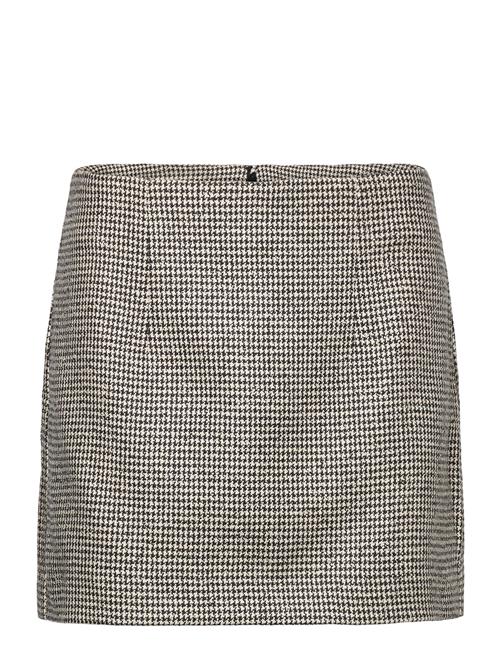 Mango Houndstooth Straight Mini-Skirt Mango Black