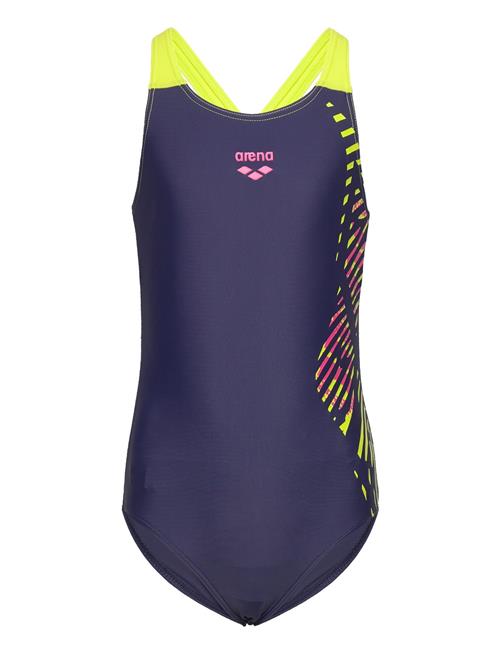 Girl's Arena Vortex Swimsuit V Back Navy-Soft Gree Arena Navy