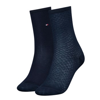 Tommy Hilfiger Legwear Tommy Hilfiger Strømper 2P Women Diamond Structure Socks Marineblå Str 39/42 Dame