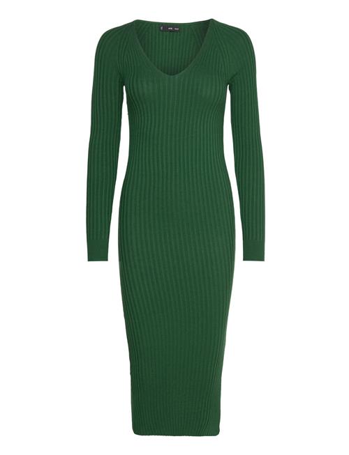 Mango Ribbed V-Neck Dress Mango Green