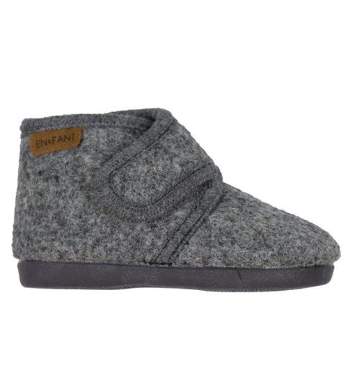 Se En Fant Hjemmesko - Uld - Dark Grey Melange ved KidsWorld