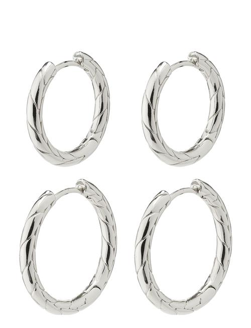 Se Pilgrim Love Hoop Earrings 2-In-1 Set Pilgrim Silver ved Booztlet