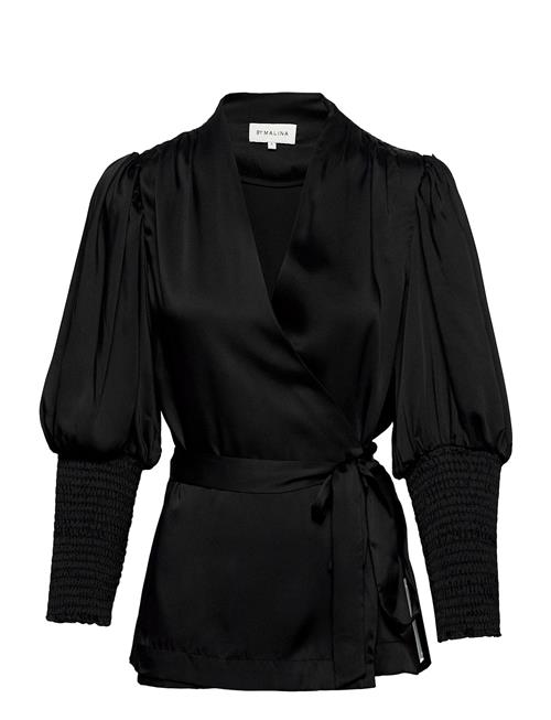 Hope Satin Wrap Blouse Malina Black