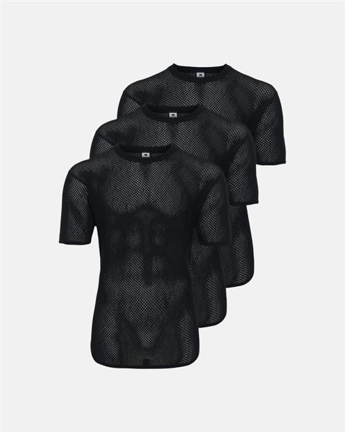 Undertrøje "mesh" | 3-pak | Merino uld | Sort