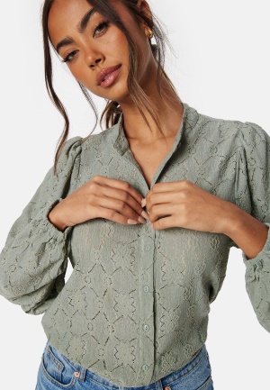 BUBBLEROOM Long Sleeve Button Blouse Dusty green L