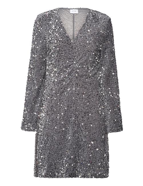 Vila Vibarina Wide Sleeve Glitter Dress Vila Silver